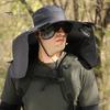 Solar Fan Hat with Neck Flap UPF 50+ UV Protection Hat with 2 Solar Fans Breathable Men Summer Outdoor Activities Fishing Wide Brim Bucket Cap