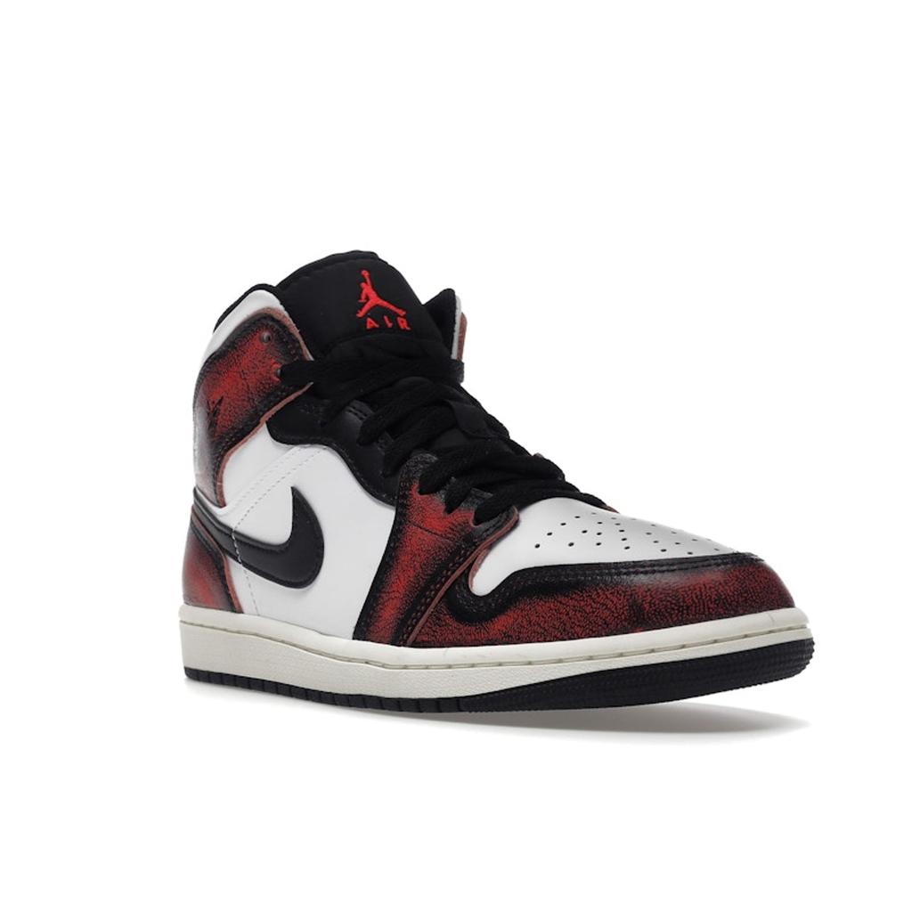 Air Jordan 1 Mid SE Wear-Away Herre Sneakers Hvit Svart Seil DV9565-006