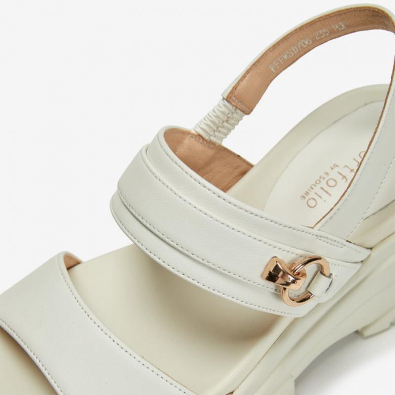 Portfolio Portfolio By ESquire Women S Simple Decorative Two Band Platform SandalS White