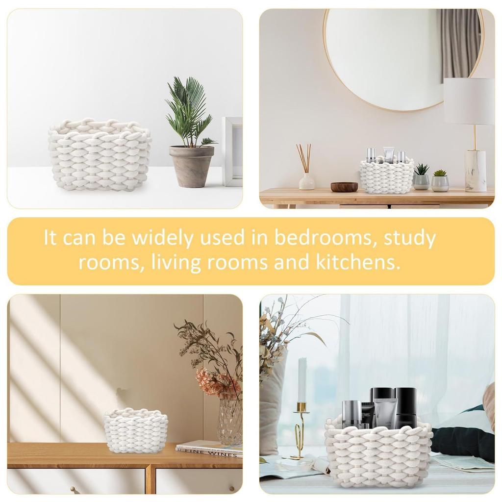 Set Of 2 Cotton Rope Woven Basket Set Soft Textured Storage Solution For Toy Magazines Bathroom Essential