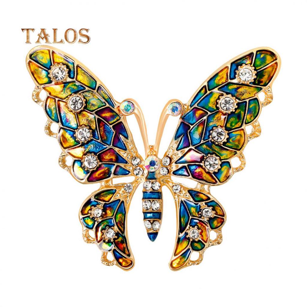 Butterfly Crystal Stone Colorful Metal Lapel Brooch Pin Fashion Jewelry Women Gift