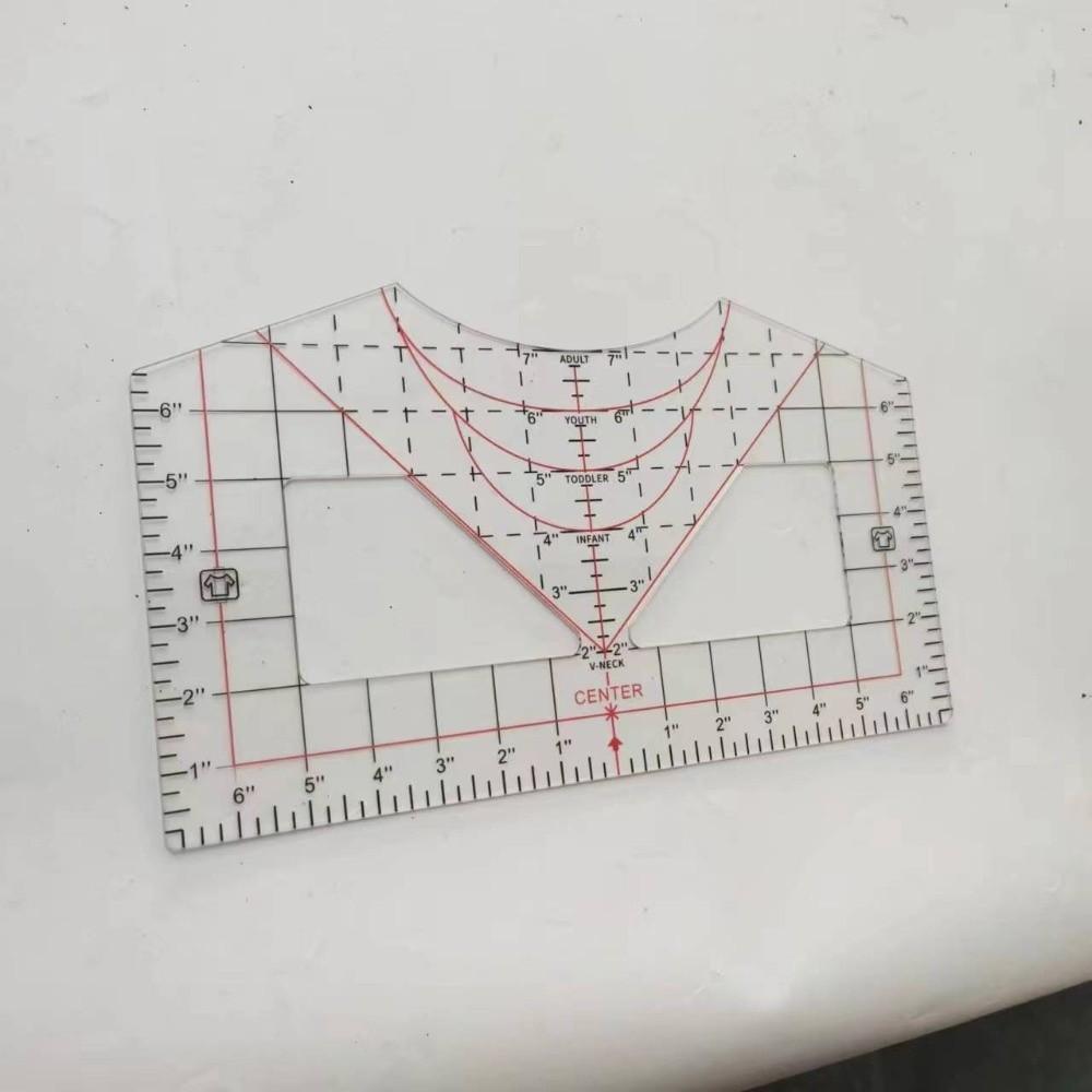 Transparent T-Shirt Ruler Neckline Alignment Garment Measurement Tool  Apparel Pattern Making