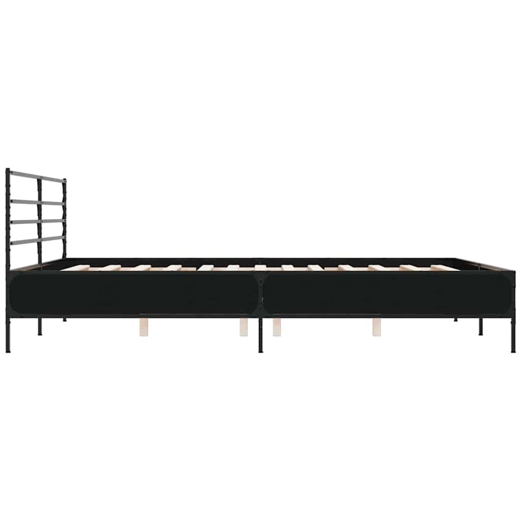 Bed Frame Black 200x200 cm Particleboard and Metal
