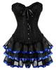 Set Gonna con Corsetto per Donna Tutù Festa Bustier Costume Sexy Allacciato Vintage Corseletto Abbigliamento Nero