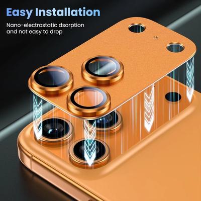 Metal Tempered Glass Lens Protector Orange Anti Scratch Camera Lens Cover Full Cover HD for iPhone 17Pro/17 Pro Max
