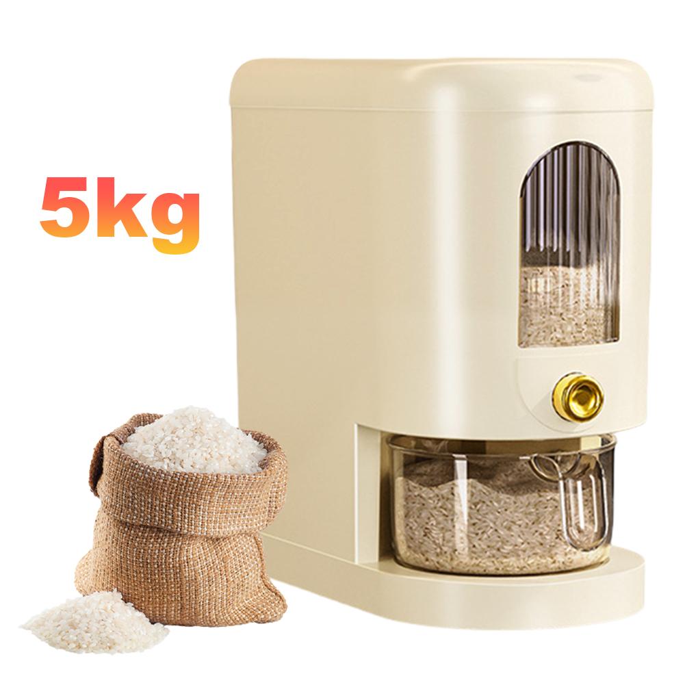 5KG Automatic Rice Dispenser Moisture-proof Rice Storage Box Large Capacity Cereal Rice Container Kitchen Dry Food Dispenser
