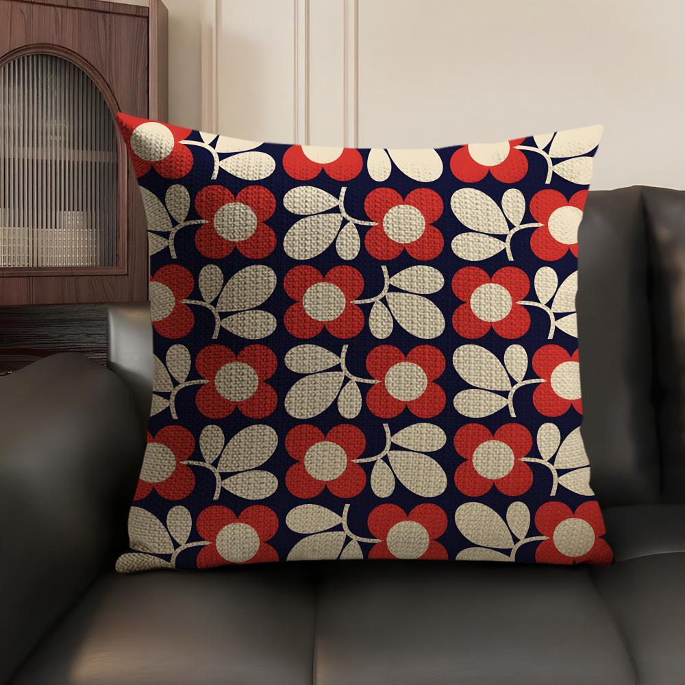 Orla Kiely Flower Fashion Cushion Cover Natural Linen Organic Fabric Double-Sided Printing Sofa Home Decor Gift Pillow Case