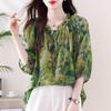 Chiffon Shirt Women's Spring and Summer Large Size Loose and Thin Temperament Blouse Chic and Beautiful French Floral Shirt
