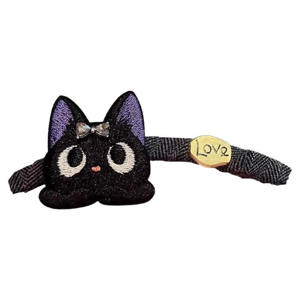 

Cute Black Cat Bow Hairpin Embroidered Bang Clip Kawaii Headwear Gifts