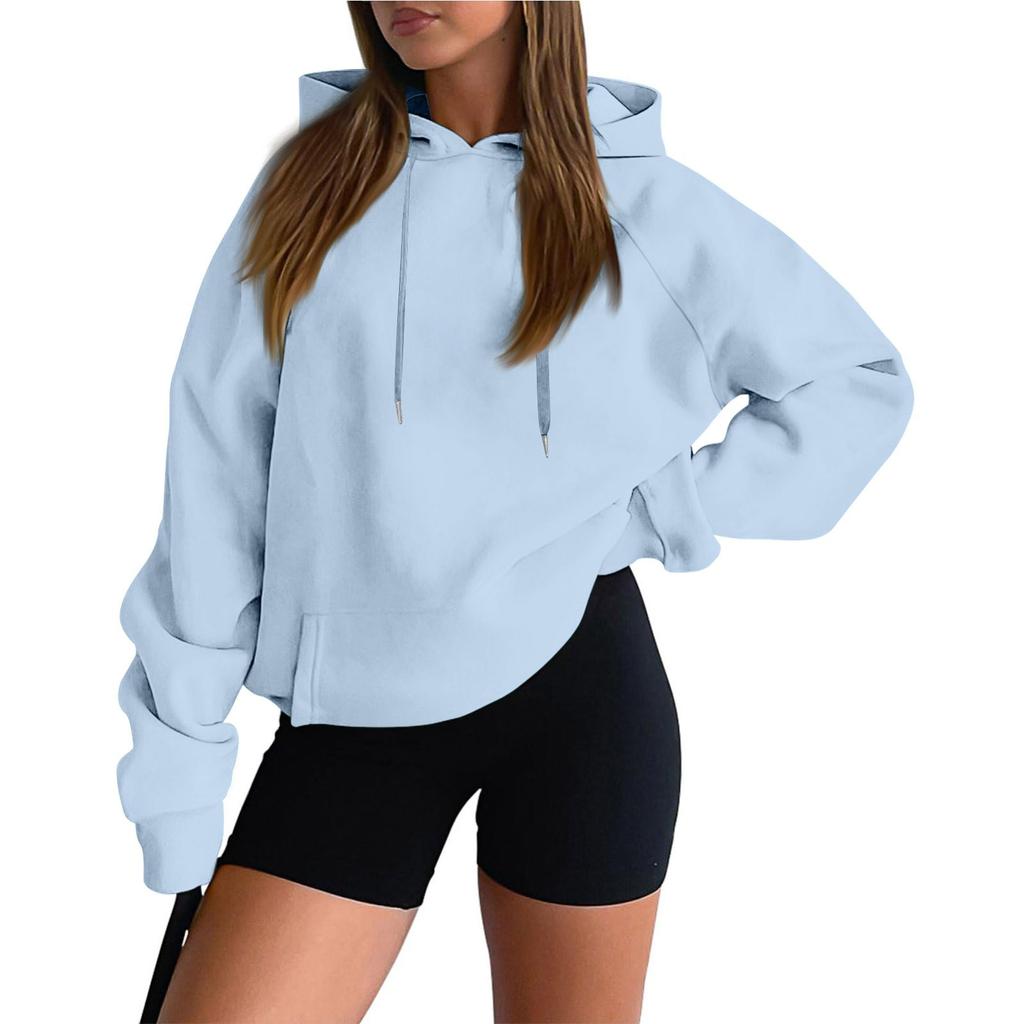 Women's Long-sleeved Solid Color Plus Velvet Thickened Women's Hooded Sweatshirt
