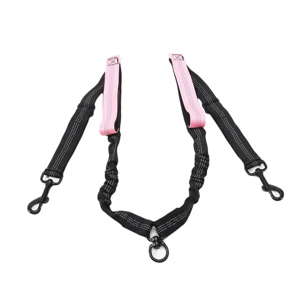 Shock Absorbing Dual Dog Leash No-Tangle Two Dog Lead Rope Double Head Pet Rope  Dog Training