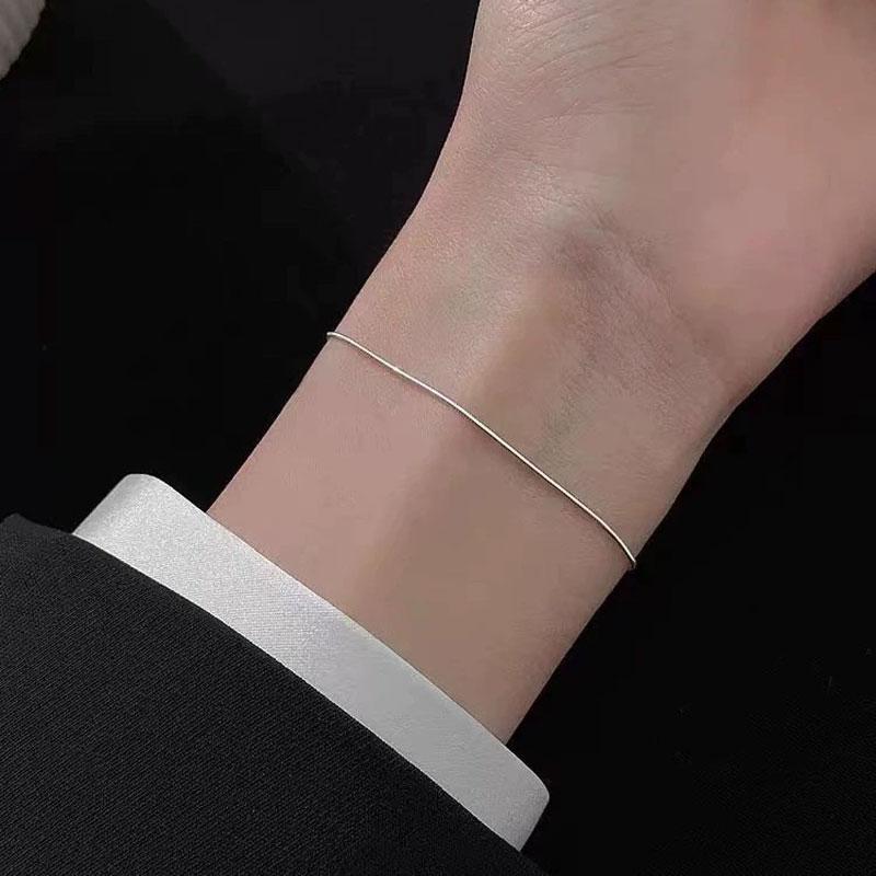 

17+5cm Stainless Steel Versatile Silvery Golden 0.9mm Wide Round Snake Bone Chain Bracelets For Daily Decoration
