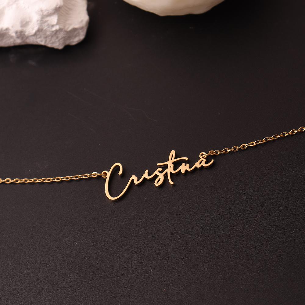 Vlastní náhrdelník pro ženy Personalizovaný přívěsek s kurzívním písmenem Šperky z nerezové oceli Pánský řetízek Choker Obojek Personalizado