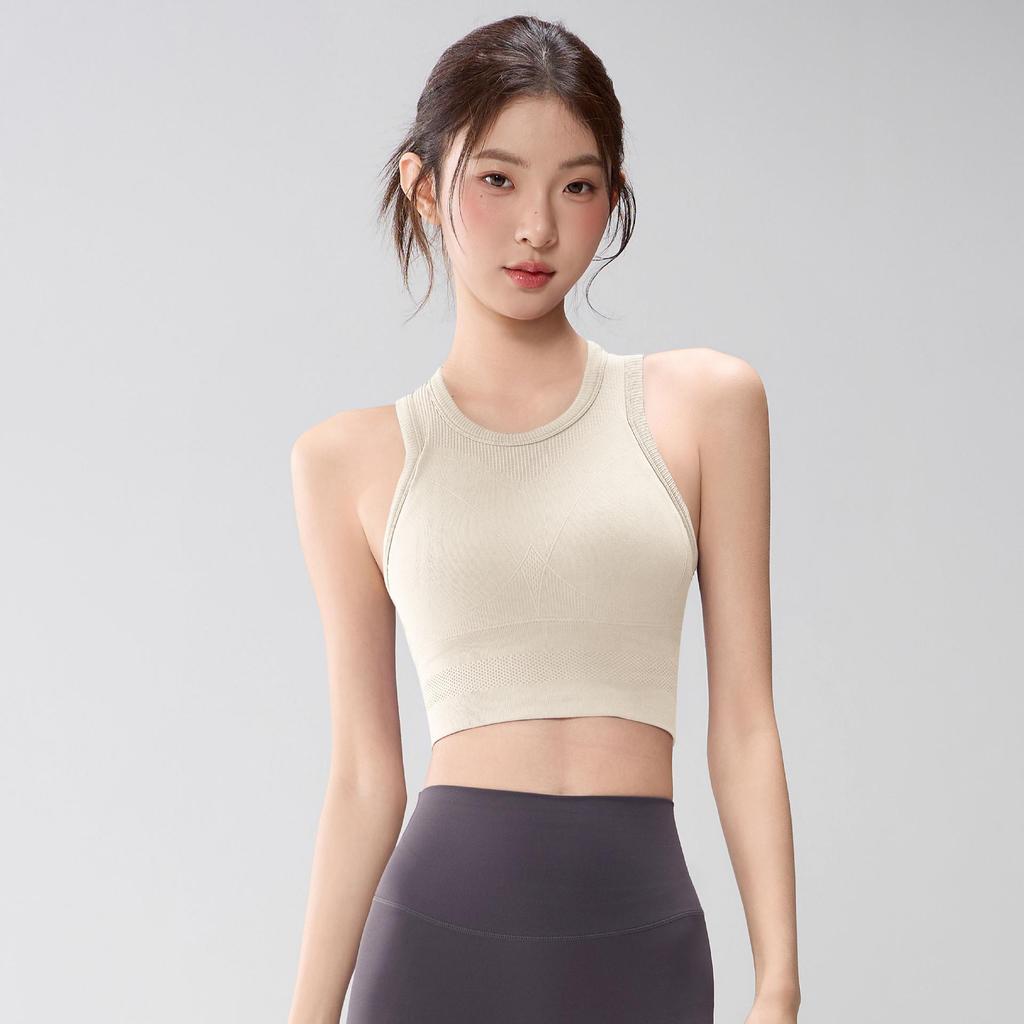 Women's High-Support Shockproof Yoga Vest Sports Bra - Beautiful Back Design for Running, Fitness, and Yoga Training.