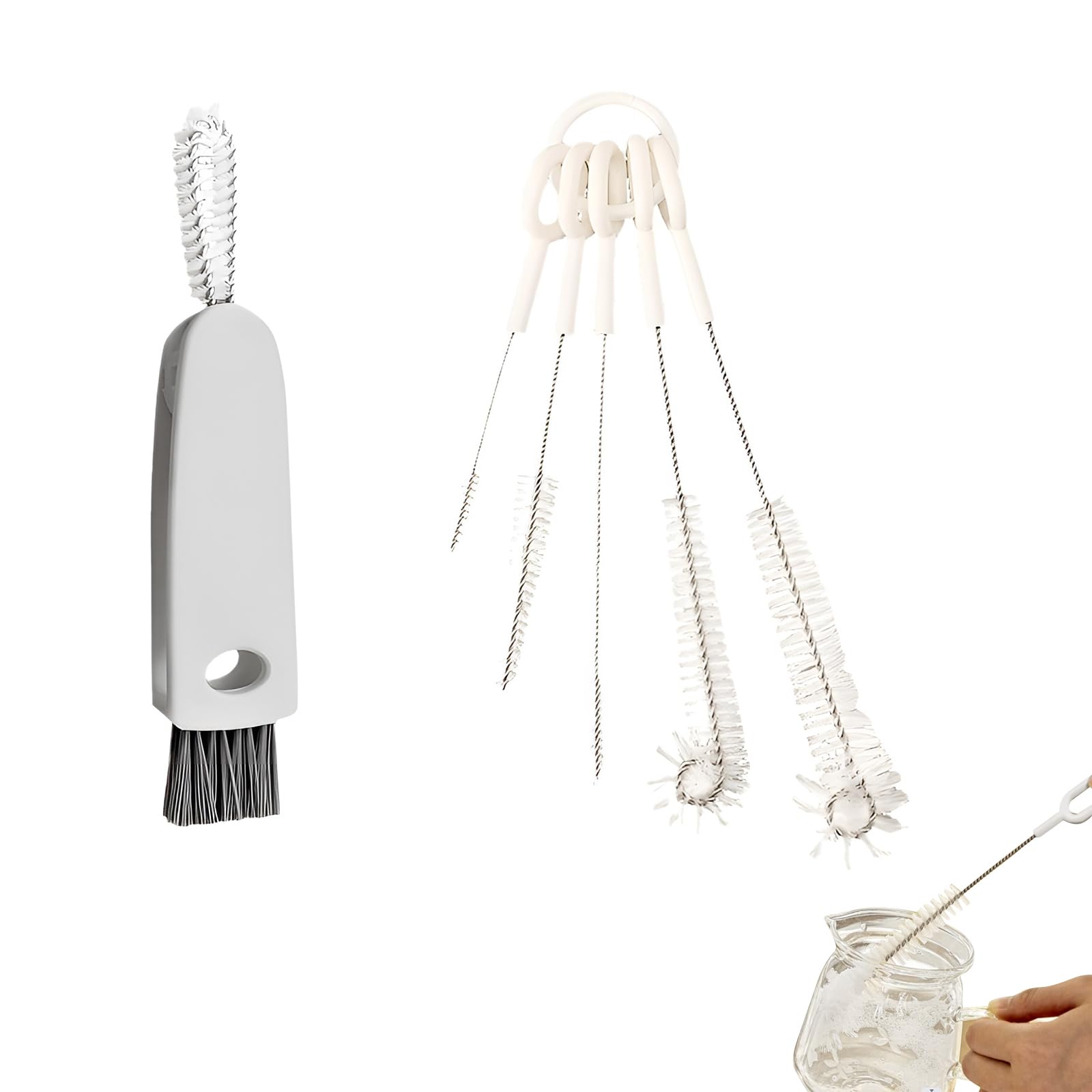 

Набор из 6 предметов: щетки для чистки соломинок и трубок из нержавеющей стали для чистки бутылок с узким горлышком различного диаметра и щелей, сверхтонкий тип,