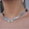 Punk Heart Shaped Necklace With Flame Chain For Women Fashion Jewelry