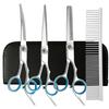 Portable Pet Grooming Scissor Set: Flat & Curved Hairdressing Tools