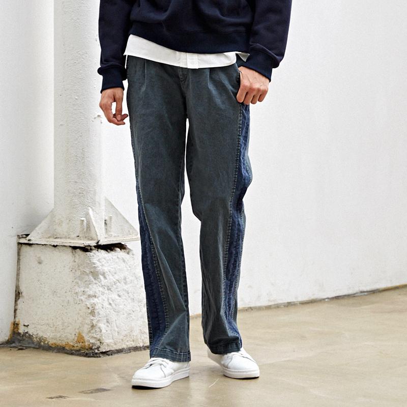 CUSTOMUS Contrast Side Stone Washed Wide Pants Cts23Fwpt941