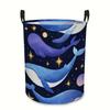 1pc Whale Starry Pattern Foldable Laundry Basket, Circular Clothes Hamper for Bathroom, Room Organizer Bin Laundry, Modern Storage Basket for Home, Sp