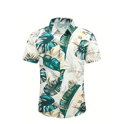 Chemise hawaïenne décontractée d'été pour homme à manches courtes et col boutonné