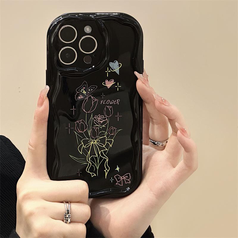 Zhitai 14Pro iPhone 15 Cream Pattern Silicone Full-Cover Case Compatible with iPhone 16 Pro Max and Earlier Models