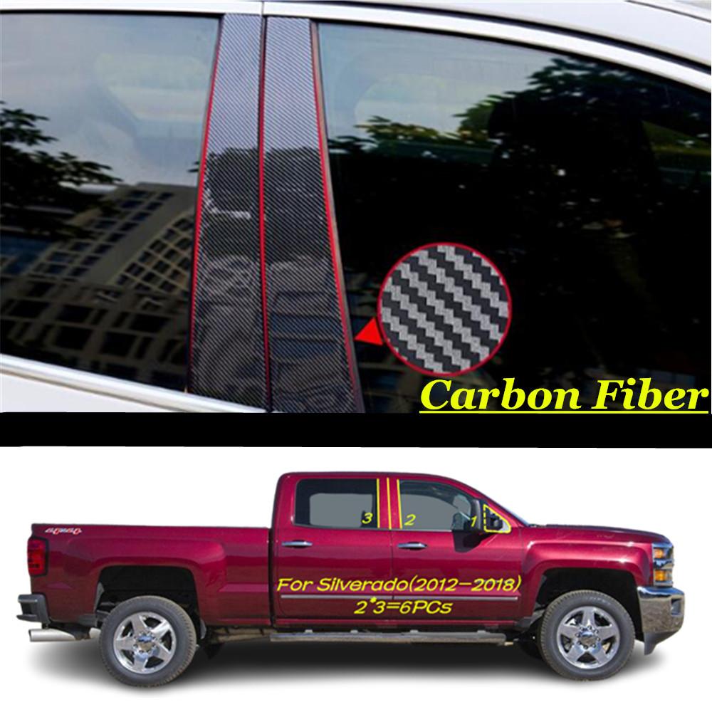 Car TPU/Glossy Mirror Pillar Post Cover Door Trim Window Decorative Sticker For Chevrolet Silverado 2012 2013 2014 2015-2024