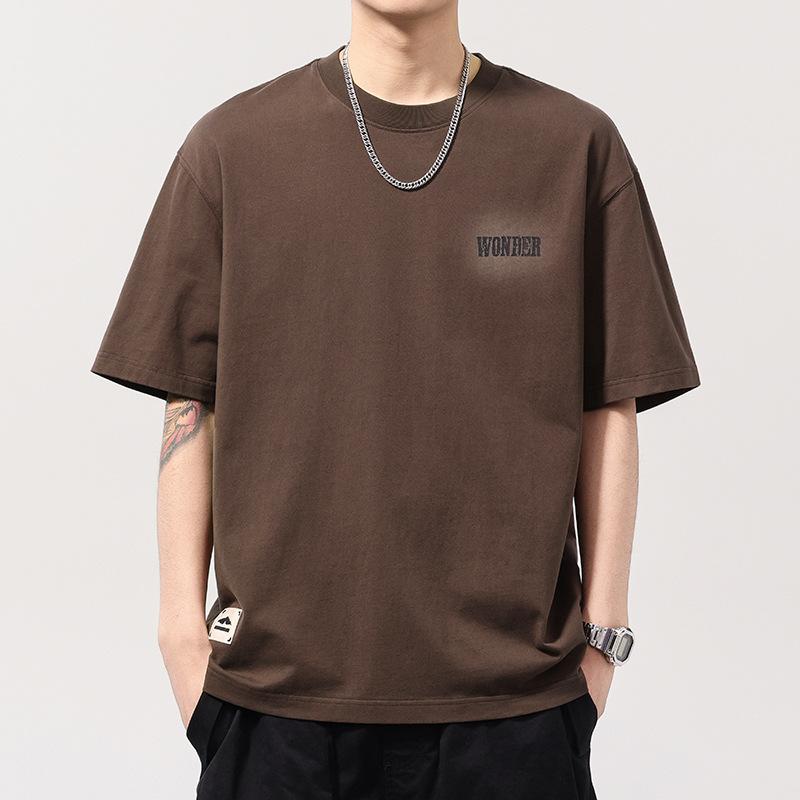 

Washed Letters Short-sleeved T-shirt for Men s New Loose American Handsome Men s Base Shirt 3XL