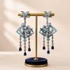 Vintage-Inspired Floral Tassel Earrings with S925 Silver Needle and Zircon Inlay