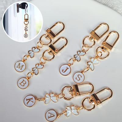 1Pc Key Fob Lightweight Bag Charm Monogram Charm Metal Keychain Car Key Companion Butterfly Monogram Keychain Durability Key Logo
