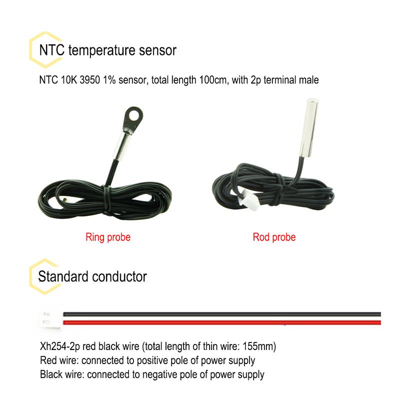 DC4-30V Voltmeter Thermometer 2in1 LED Digital Dual Display Voltage Meter Temperature Sensor Tester with NTC3950 Probe Cable