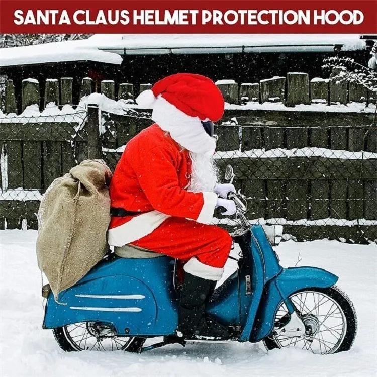 1/2Pcs Christmas Motorcycle Helmet Hats Christmas Themed High-quality Funny Plush Decor Hat Winter Riding Warm Helmet Cover