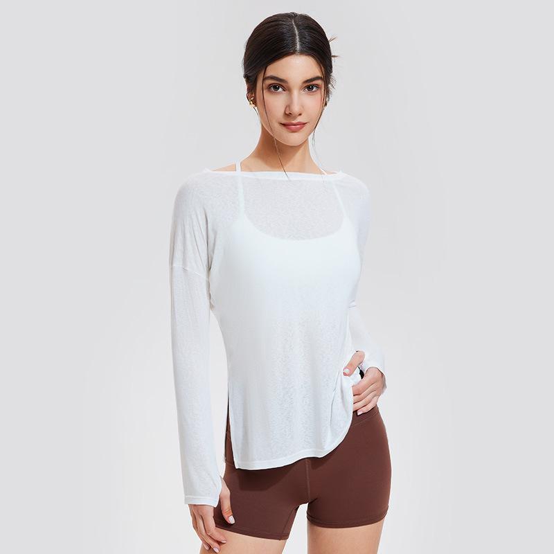 

Sun Protection Long Sleeve Yoga Cover-Up with Double Side Slits M
