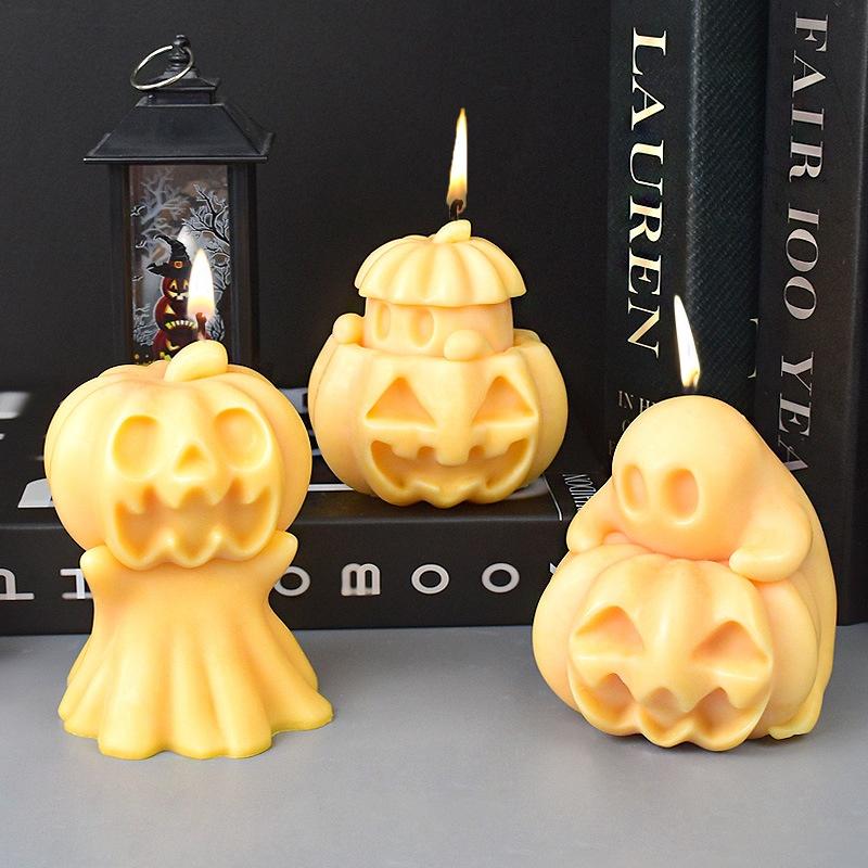 3D Pumpkin Ghost Aromatherapy Candle Silicone Molds DIY Halloween Horror Pumpkin Gypsum Wax Mold Resin Crafts Accessories