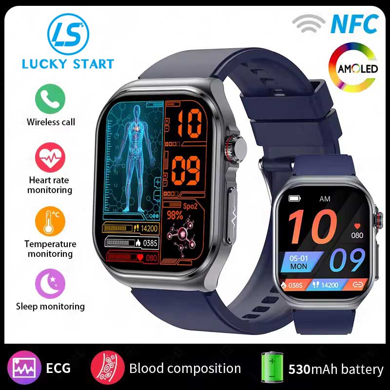 Micro-physical Examination AMOLED Smart Watch Men ECG Blood Compositoin Health Monitoring Bluetooth Call Women Sports Smartwatch