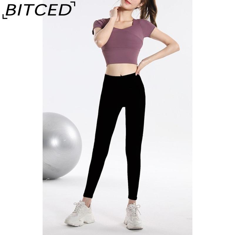 BITCED Women's Quick-Dry Short-Sleeve Sports Top with Built-in Bra, Plus Size Yoga Wear, Morning Run Fitness Set for Summer and Fall