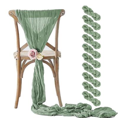 10 adet Adaçayı Yeşili Tülbent Sandalye Kuşakları Rustik Fiyonk Tasarımlı Düğün Ziyafet Partisi Sandalye Dekorasyonu için Sandalye Kılıfı 90X180cm