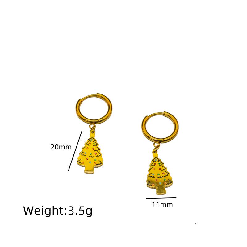 New Fashion Christmas Earrings: Creative Snowman & Tree Design In Stainless Steel