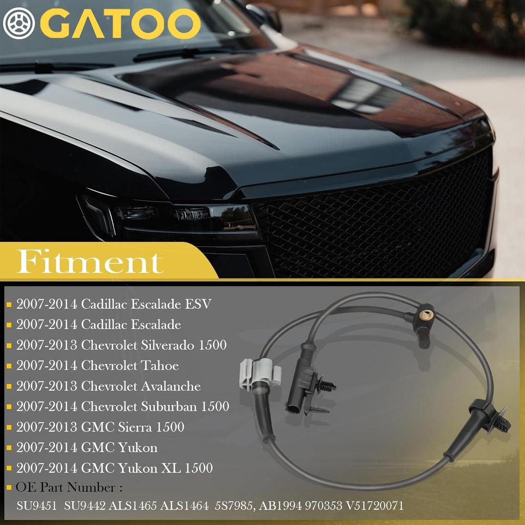 ABS Wheel Speed Sensor Front Left+Right Fit for 2007 2008 2009 2010 2011 2012 2013 Chevy Silverado 1500 Avalanche GMC Sierra 1500, 07-2014 Chevy