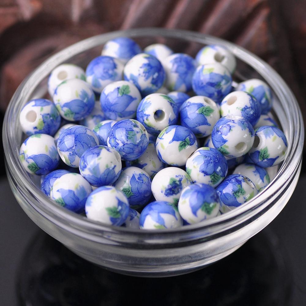 

20 шт. Круглые бусины-разделители из керамического фарфора с цветочными узорами, 10 мм, 12 мм, лот для DIY поделок, браслетов, аксессуары для изготовления ювелирных изделий 10mm-20pcs