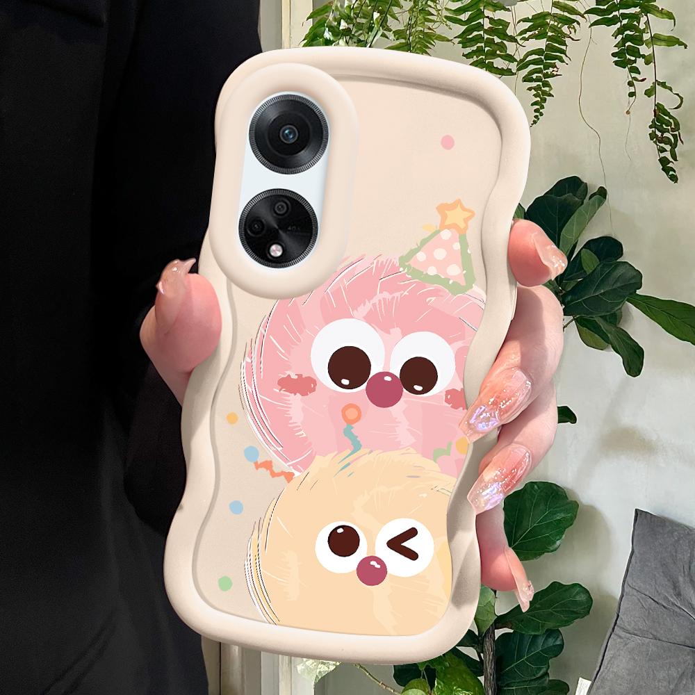 

Окрашенный узор Big Wave Edge Мягкий силиконовый материал Macaron чехол для телефона противоударный защитный резиновый чехол для OPPO Reno Realme OPPO A60 5G белый