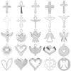 No Fade Silver Color Stainless Steel Angel Charms For Jewelry Making Supplies Handmade Necklace Earrings Pendant DIY Heart Cross