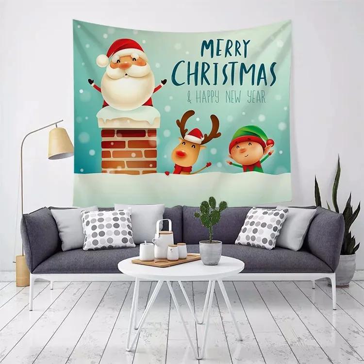 Christmas Pattern Tapestry Home Bedroom Living Room Wall Decoration Christmas Theme Tapestry
