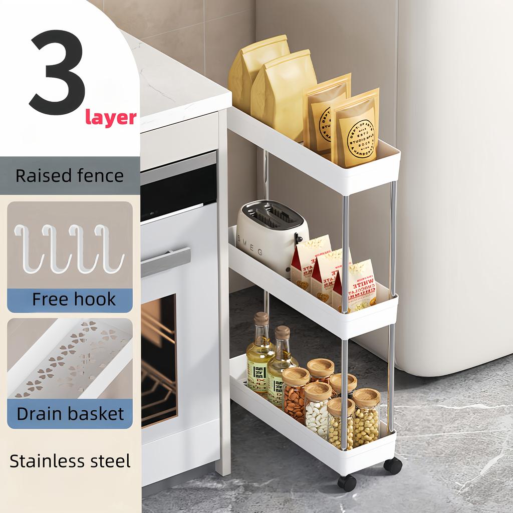 2/3/4 Layer Multifunctional Storage Rack, Ultra-thin Rolling Car, Is The Perfect Choice for Bathroom Decoration