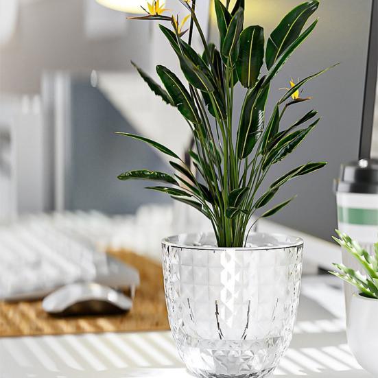 Yousheng Self Watering Flowerpot Visible Double Layer Planter with Wick Rope Self Watering Plant Pot for Indoor Plants Orchids Herbs