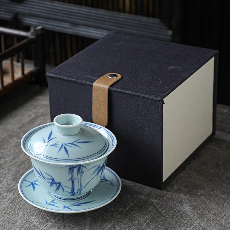 Qianxing Celadon Blue & White Underglaze Gaiwan Tea Set