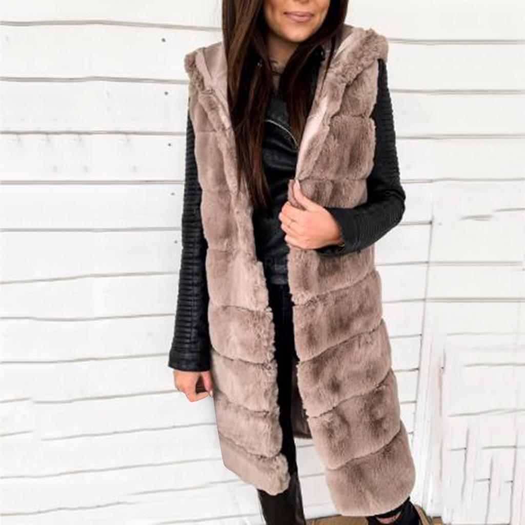 Womens Faux-Fur' Gilet Vest Sleeveless Waistcoat Body Warmer Jacket Coat Outwear