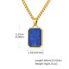 Trendy Stainless Steel Necklace for Men, Square Blue Natural Stone Pendant Necklace, Hip Hop Punk Jewelry Gifts