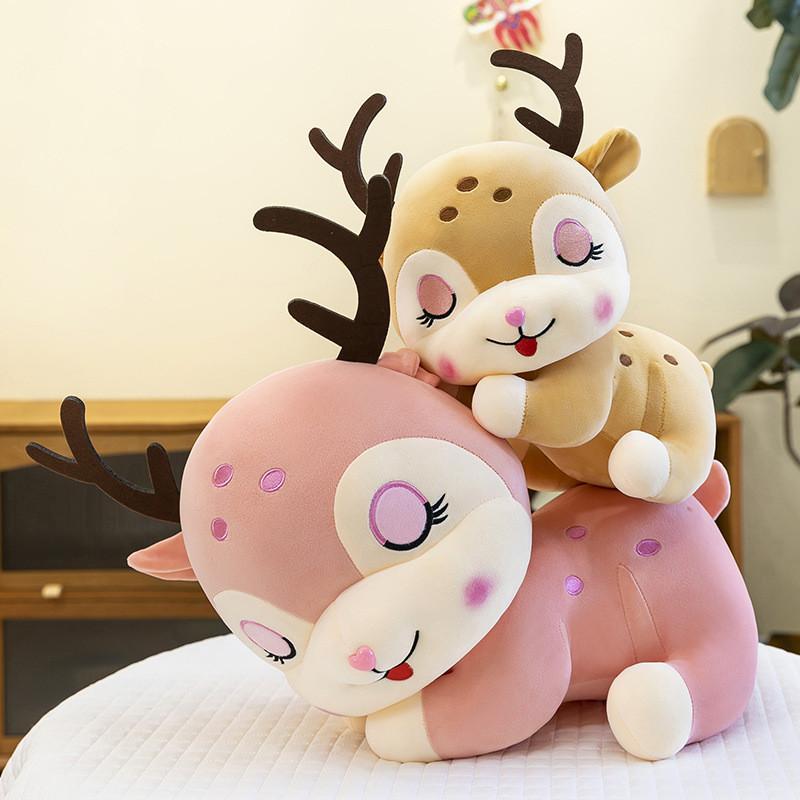 Plush Cartoon Deer Toy Stuffed Animal Doll Pp Cotton Filling Holiday Child Gifts