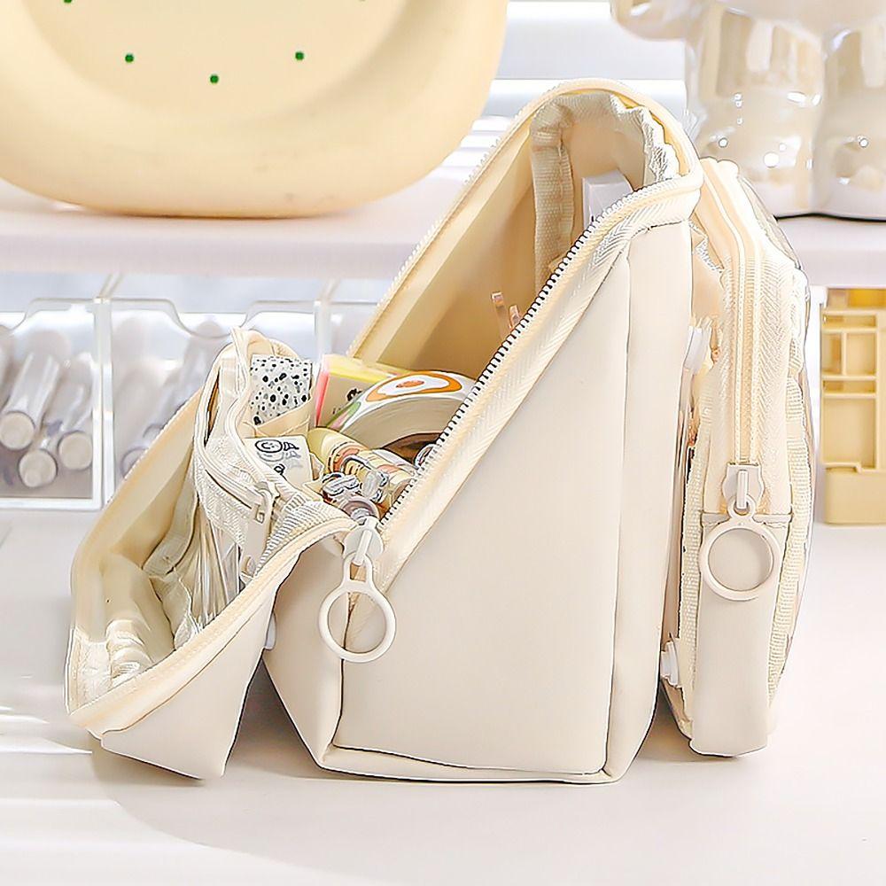 Pocket Partition Pencil Case Detachable Stationery Storage Pouch  For Office School Supplies