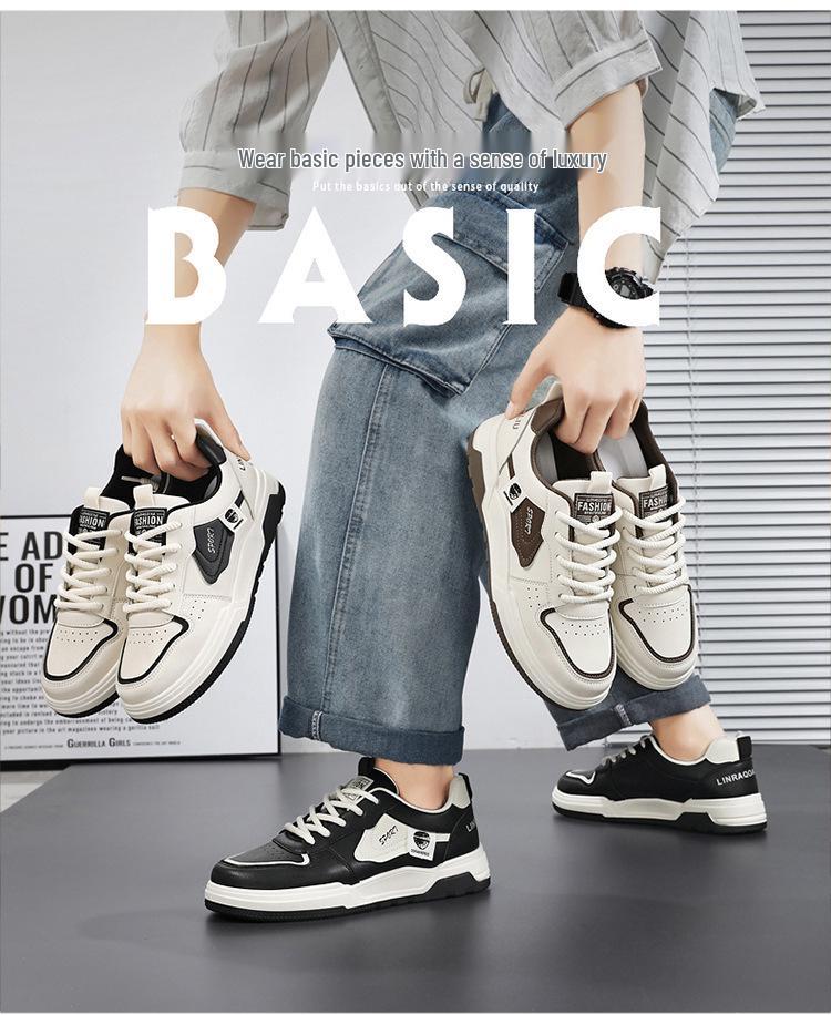 2025 New Men's Breathable White Korean Style Trendy Sneakers - Versatile Sports & Casual Skate Shoes